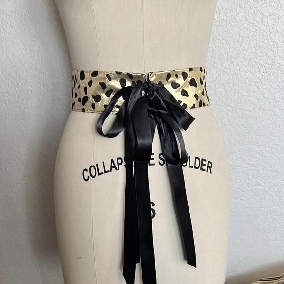 Leopard print belt size small/ medium Beige Brown Leopard Print Triple Circle Belt | Yours Clothing main image 4